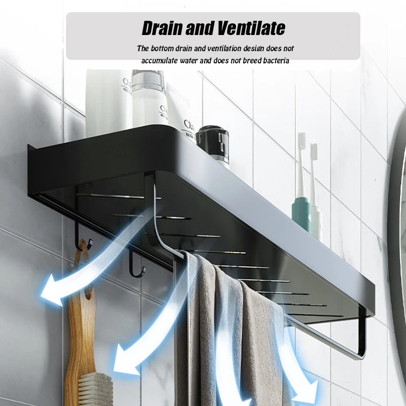 No Drill Bathroom Shelf Shelves Shampoo Shower Storage Rack Kitchen Holder Toilet Kitchen Organizer Bathroom Accessories Set