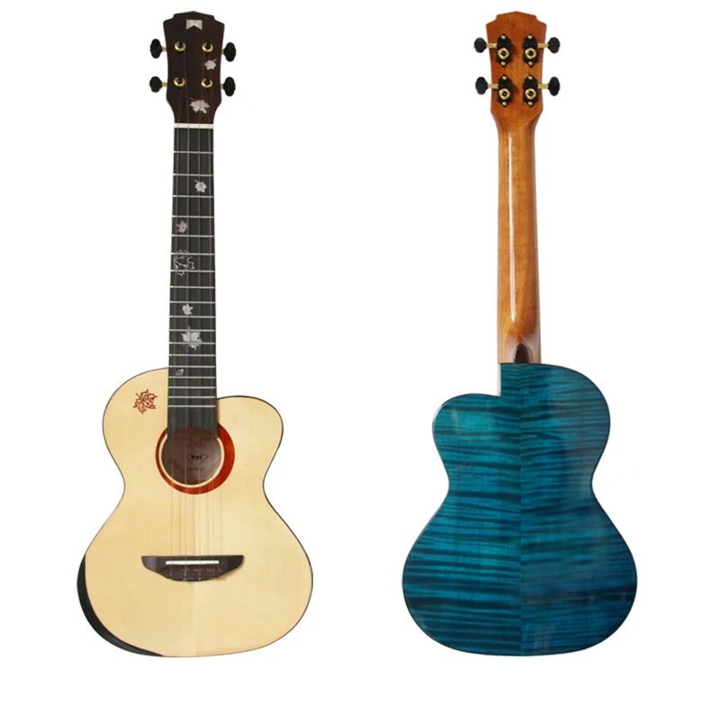 Mr.mai MDT Ukulele Tenor 26 inches Solid Spruce Gloss Finish With Hard Case/Tuner/Belt/Capo