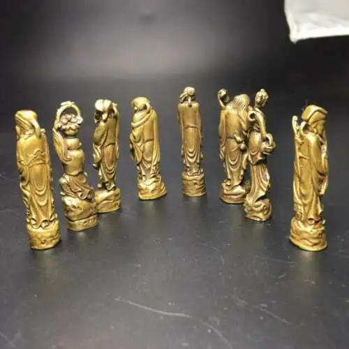 8PCS Chinese Buddha Bronze old copper Eight Immortals (Ba Xian)Brass statue