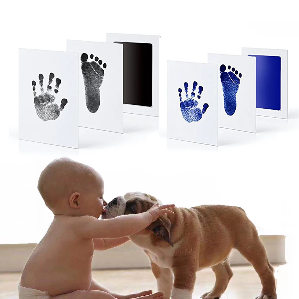 Black Set Baby Kid Pet Handprint Footprint Ink Pad Touch Paw Print Kit Inkless Black Gift wholesale