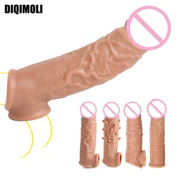 Realistic Dildo Condoms Reusable Penis Sleeve Soft Dick Extender Enhancer Delayed Ejaculation Cock Enlargers Sex Toys for Men