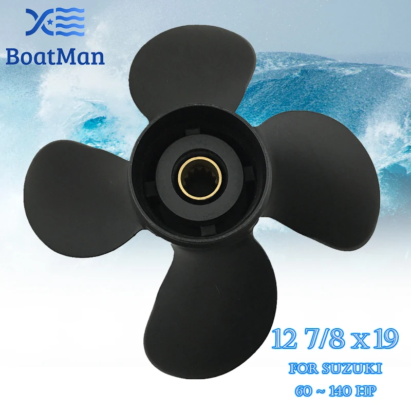 Boat Propeller 12 7/8x19 For Suzuki Outboard Motor 60-140 HP Aluminum 13 Tooth Spline Factory Outlet 4 Blade Engine Part