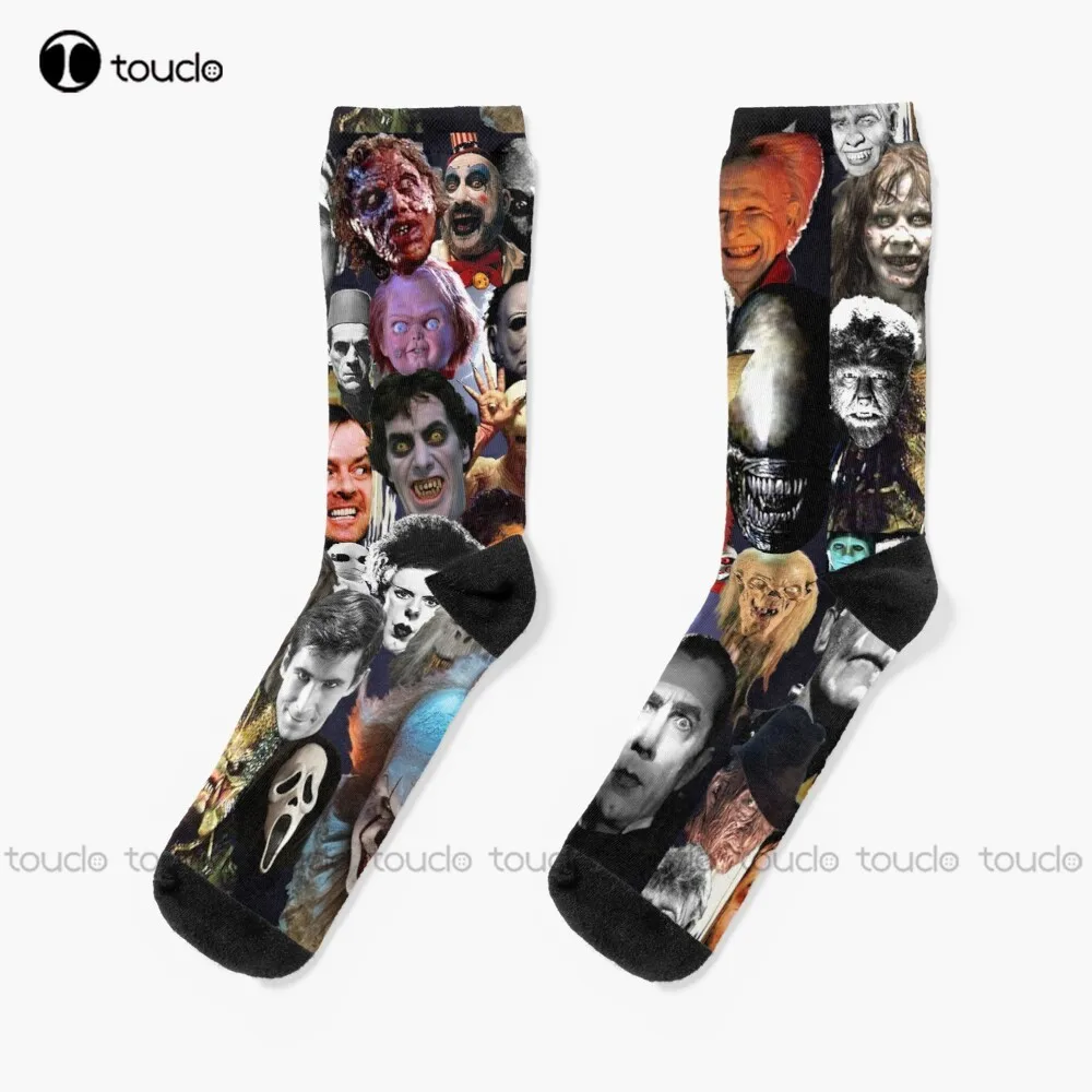 Faces Of Horror Movies Socks Girls White Socks Personalized Custom Unisex Adult Teen Youth Socks Halloween Christmas Gift