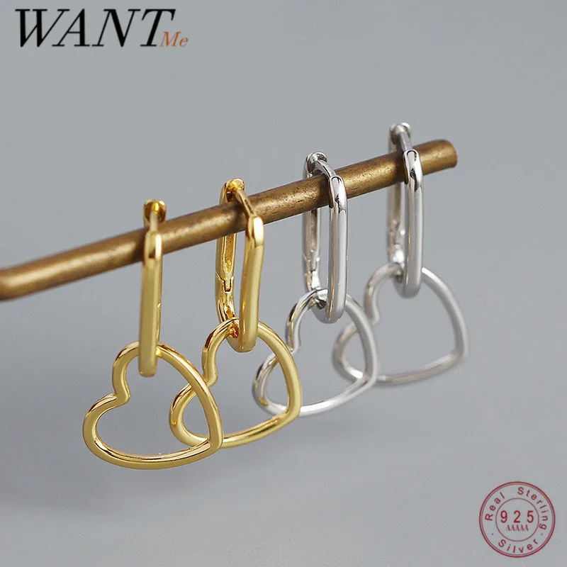 

WANTME S925 Готическая подвеска Love 925 Стерлинговое Серебро, застежка для ушей для женщин, минималистичные европейские серьги-клипсы в стиле панк Huggies, ювелирные изделия