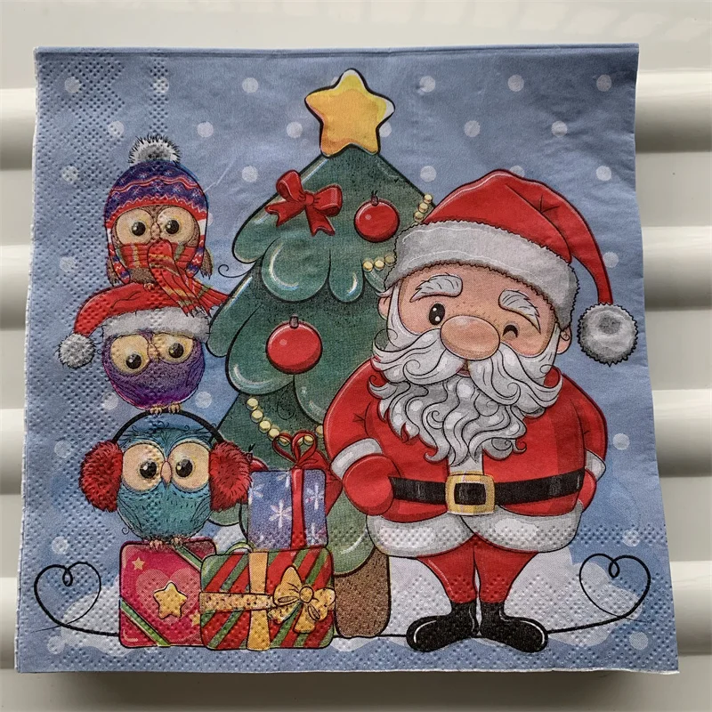 Christmas napkins paper elegant tissue Xmas Santa kids tree snow man handkerchief decoupage wedding birthday party cute decor 20