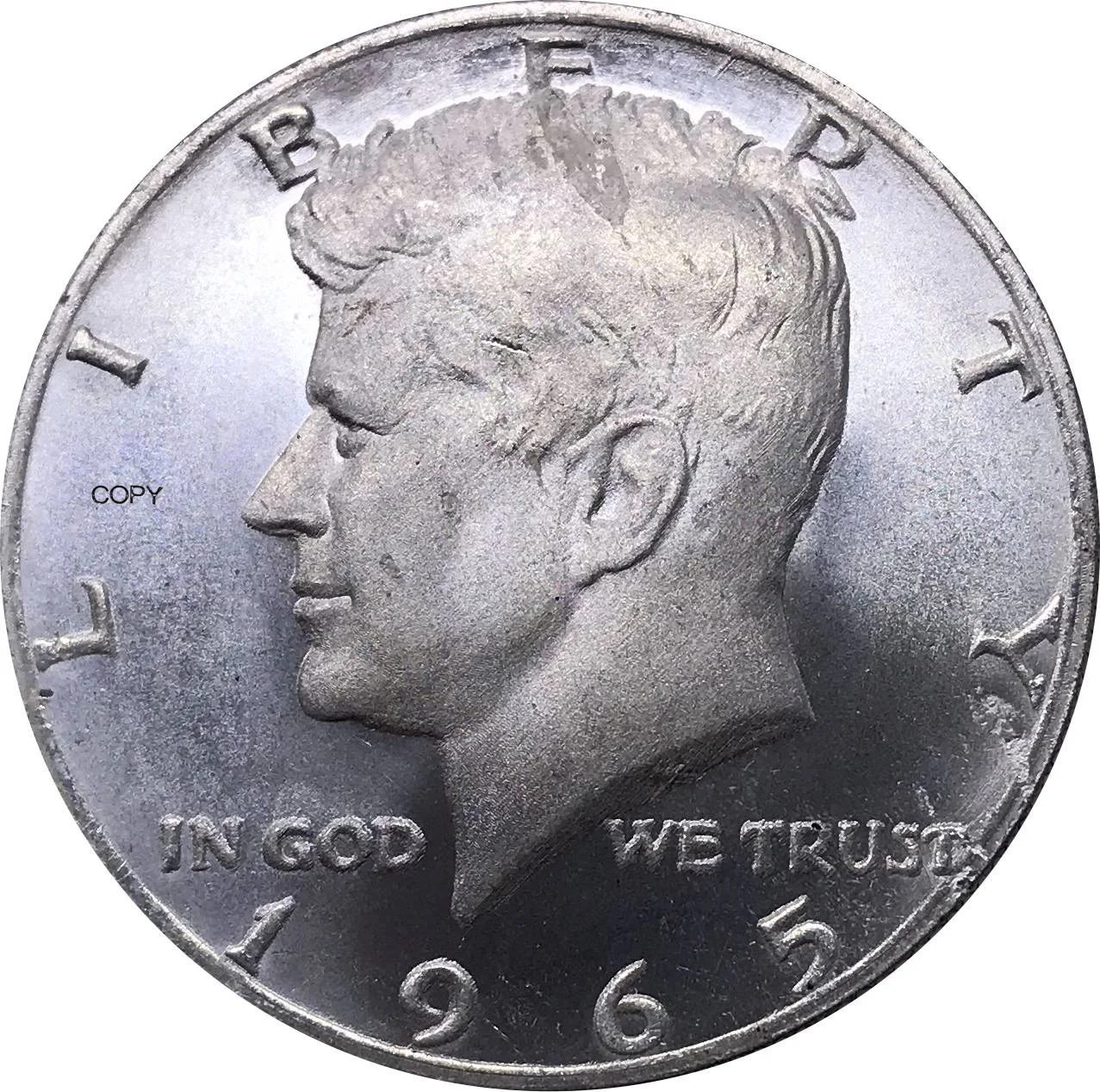 United States 1965 Coin America Liberty 1/2 Kennedy Half Dollar USA Metal China Casting Cupronickel Silver Plated Copy Coins