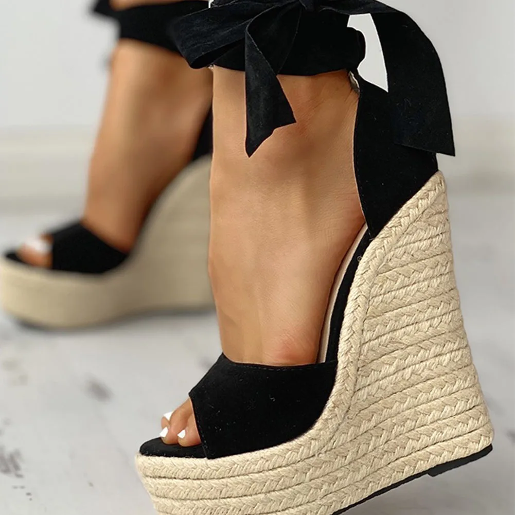 Doratasia di disegno di marca sexy dei cunei della piattaforma Scarpe tacchi alti sandali donna di Paglia di Estate Del Partito della caviglia-wrap