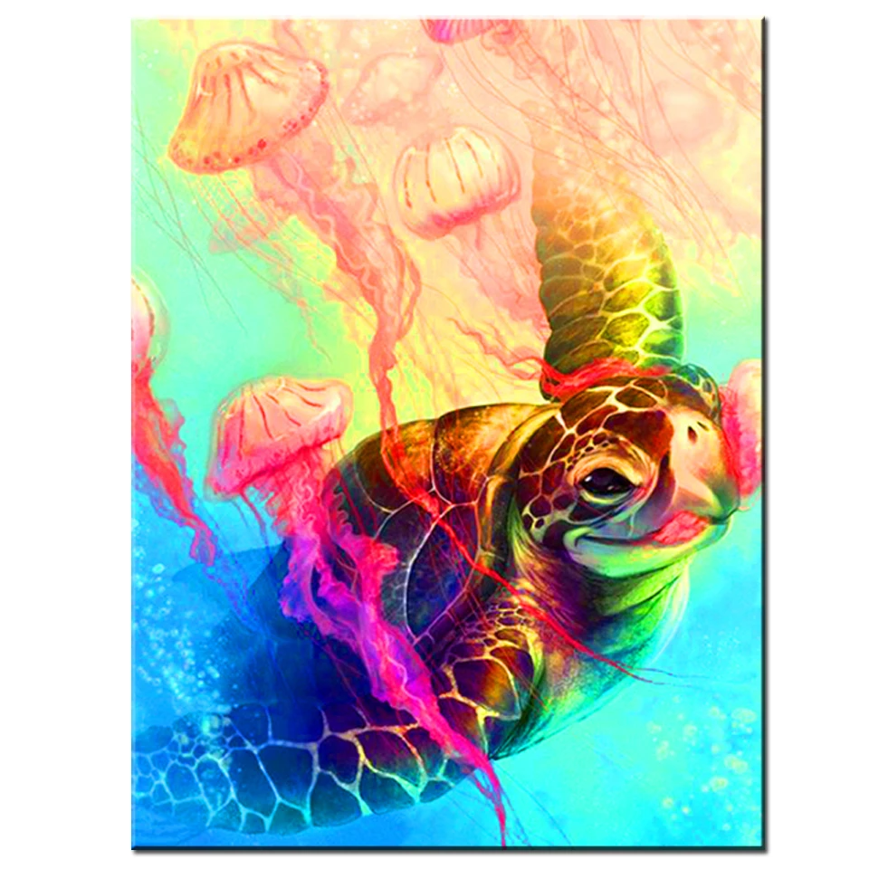 Jellyfish Sea turtle Full Square 5d Diy Diamond Painting Cross Stitch Kits Mosaic Diamond Embroidery Sale Amazing Art k1978