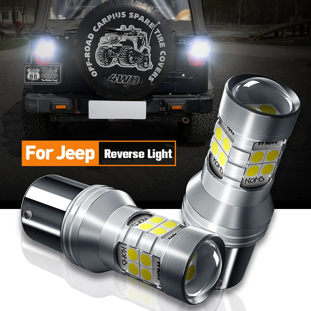 

2pcs LED Reverse Light Blub Backup Lamp P21W BA15S 7506 1156 Canbus No Error For Jeep Wrangler 2 TJ 1996-2007