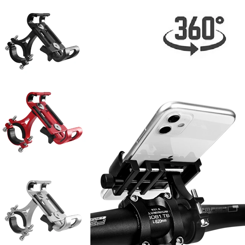 Metal Motorcycle Bike Phone Holder Aluminum Alloy Anti-slip Bracket GPS Clip Universal Bicycle Stand Support Phone for All Phone