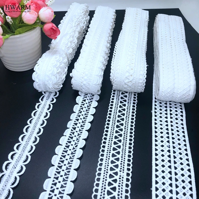 10yard tessuto di pizzo bianco nastro trim decorazione di cerimonia nuziale per la casa fai da te seta di latte ricamo solubile in acqua pizzo codice a barre lacci spot