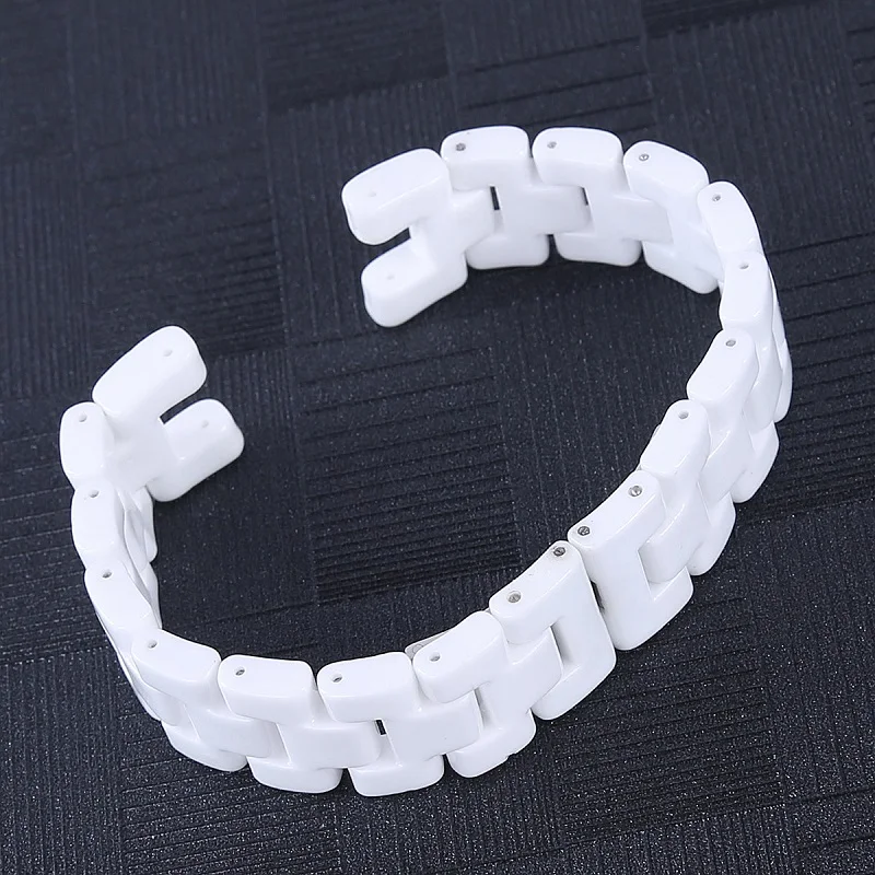 16cmx16.2mm 19cmx18.6mm White Ceramic Watch Band Universal Men Women Ceramic Watch Strap Notched White Bracelet