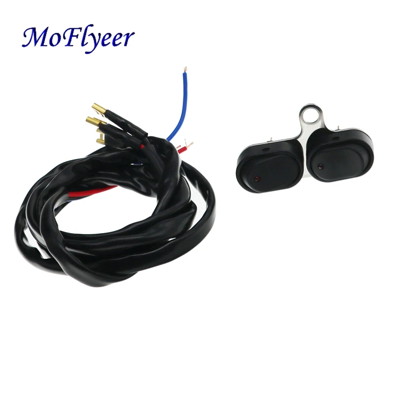 MoFlyeer Large Displacement Motorcycle Scooter Stainless Steel Bracket Self Locking Switch with Red Indicator Light Switches