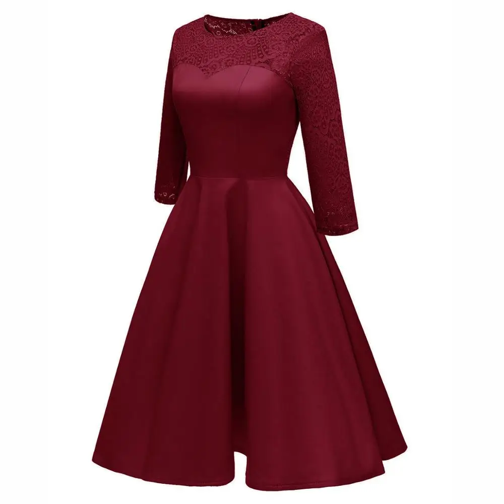 Robe trapèze en satin à manches sept points pour femmes, nouveauté, col rond, décontractée, taille moyenne, slim, été, 2020