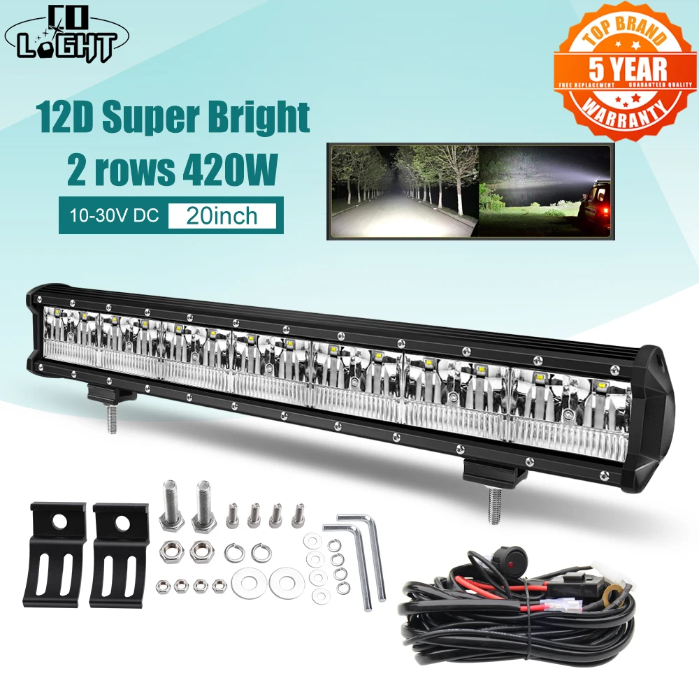 

CO LIGHT 2-Rows 420W Led Light Bar Car Super Bright 20" Combo Beam For SUV 4X4 Off Road Lada Niva Tractor LED Work Light 12V 24V