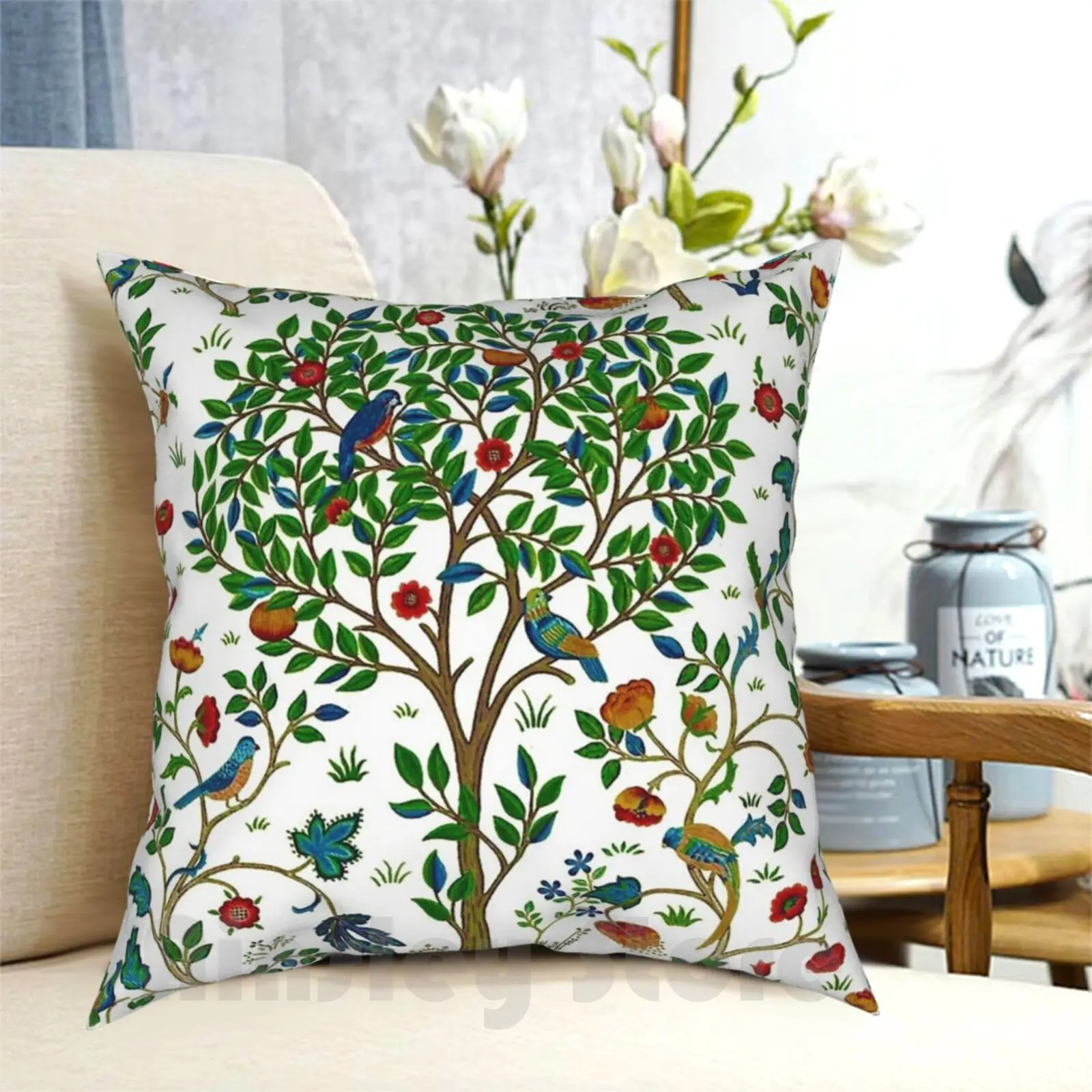 William Morris Tree Of Life , Green Pillow Case Printed Home Soft Throw Pillow William Morris Art Nouveau Tree Of Life