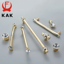 KAK Gold Crystal Knobs Kitchen Cabinet Handles Shoebox Closet Door Pulls Drawer Knobs Wardrobe Pullers with Screws Hardware