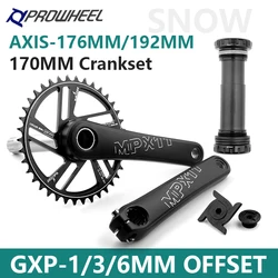 Prowheel Snow Bike Crankset 170mm 30/32/34/36/38/40/42T Chainring 1/3/6 Offset  Sprocket 100/120MM Bicycle Bottom Bracket