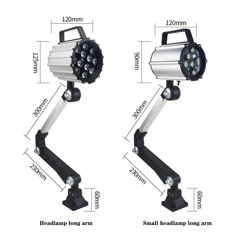Work Light LED Milling Machine Drilling Machine Grinder Sawing Machine Lighting 220v36v24v Waterproof Oil CNC Lathe Lamp 1PC
