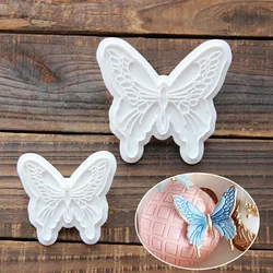 2Pcs Butterfly Shape Cookie Mould Cupcake Embossing Accessories Plunger Cutters Fondant Decorating Mould  Baking Pastry Tools