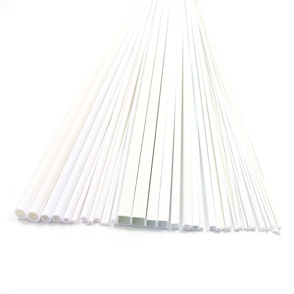 48Pcs Styrene ABS และสแควร์ Rod ท่อ Architectual อุปกรณ์เสริม ABS00