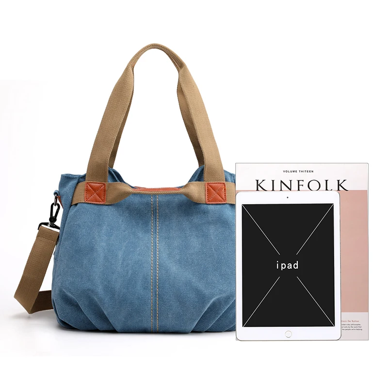 Leinwand Hobos Tasche Frauen Handtaschen weibliche Designer große Kapazität Freizeit Umhängetaschen für Reise wochen ende Outdoor Bolasas Farben – Detail 2