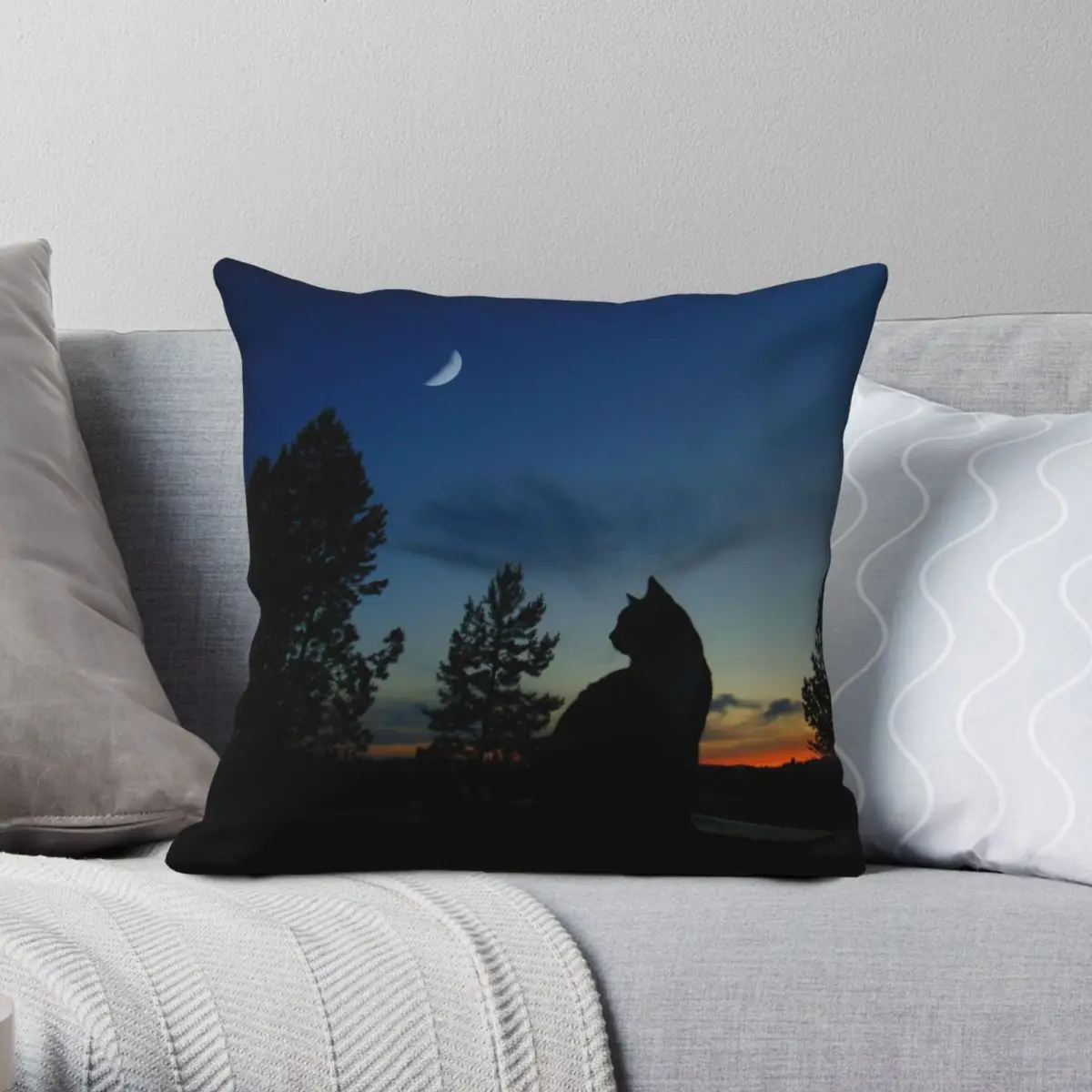 Familiar Shadow Sunset Square Pillowcase Polyester Linen Velvet Creative Zip Decor Throw Pillow Case Home Cushion Cover