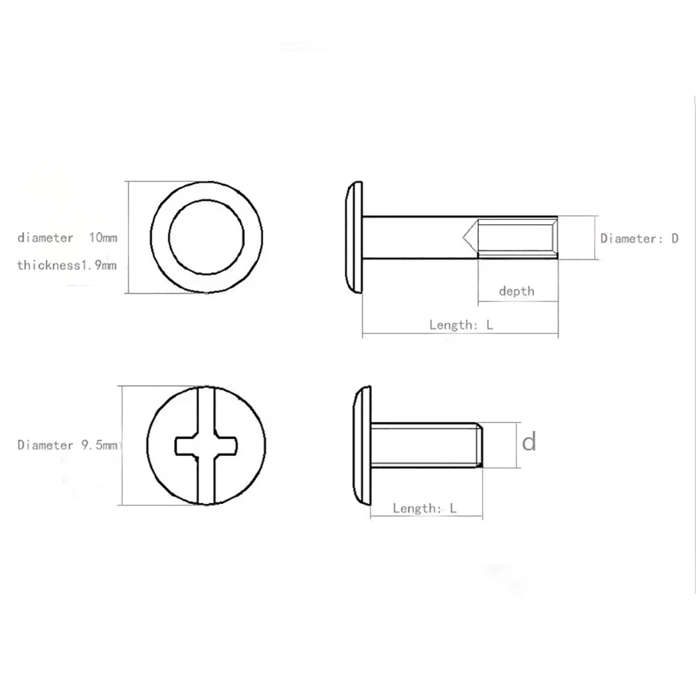 30 Sets 6-100 MM Length Rivets Plating Nickel Screw Ledger Suitcase Lash Photo Album Docking Menu Buckle