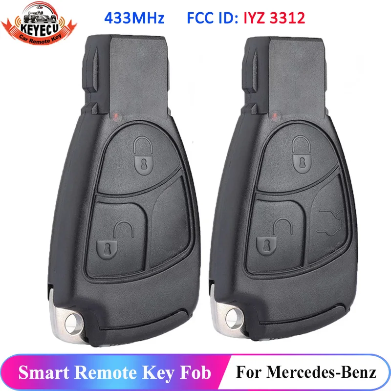 KEYECU FCC ID: IYZ 3312 Smart Remote Key NEC Chip 433MHz per Mercedes Benz W169 W202 W203 W208 W210 W245 2 pulsanti/3 pulsanti Fob