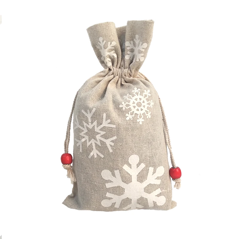 13*23cm Christmas Gift Bag Santa Gingerbread Man Cotton Burlap Bag for Candy Bag Jewelry Bag Christmas Gift Drawstring Bag