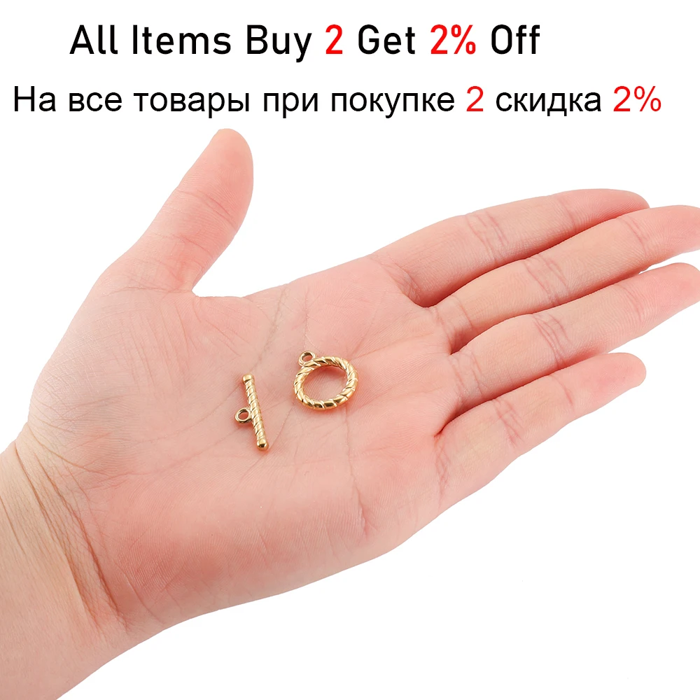 3-6 Sets Gold Color Stainless Steel Fastener Bracelet Toggle Clasp Buckle Connector For Jewelry Making OT Clasps Diy Accessories