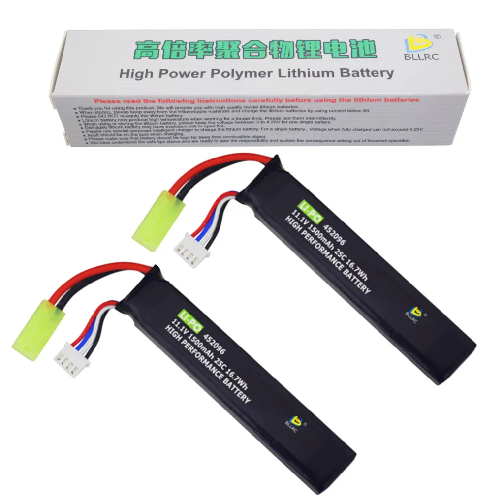 

2PCS 3S 11.1V 1500mAh 25C Airsoft Li-po battery with mini Odamiya connector for Airsoft G36C, M4A1-RIS, M4A1, CAR15, MP5A5, M249