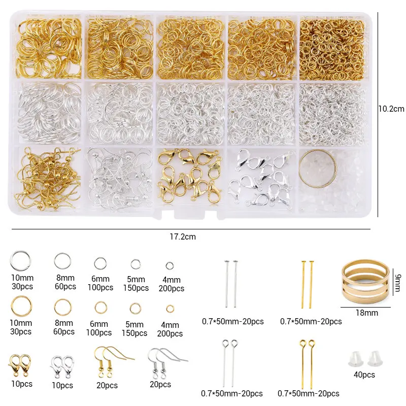 Kit de fournitures pour la fabrication de bijoux, avec outils, crochets de boucles d'oreilles, chaînes, épingles à œil, fermoirs à homard pour la fabrication de colliers