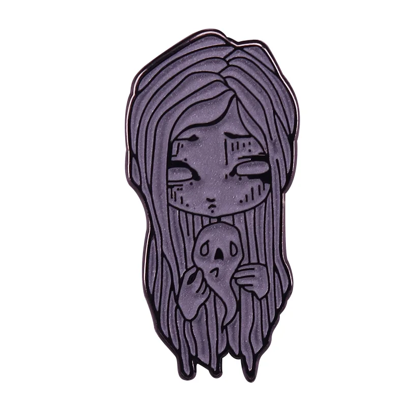 Ghost Girl Enamel Pin Oracle Card Mystic Divination Decor Clothes Hat Backpack Decoration Jewelry Accessories