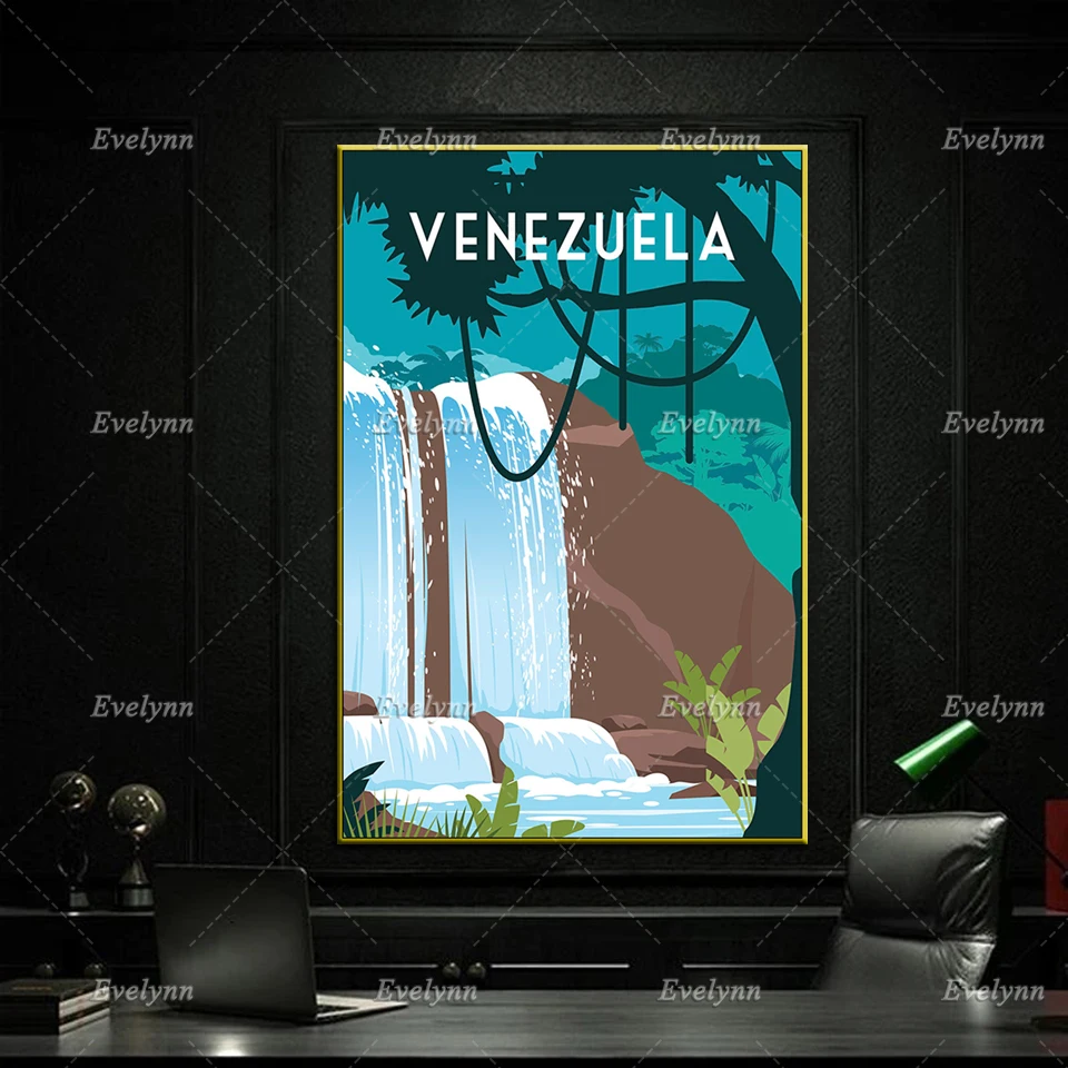 Venezuela Travel Poster, Venezuela Travel Print, Venezuela Wall Art, Retro Travel Print Home Decor Canvas Unique Gift