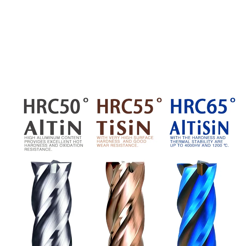 Q.Grt fresa in metallo duro HRC50 55 65 fresa in metallo duro 2 3 4 flauto rivestimento acciaio al tungsteno taglio fresa set frese
