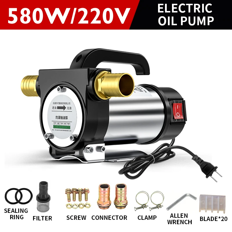 Imagem -04 - para a Frente e Reversa Bomba de Bombeamento Elétrica 50l Min Auto-escorvamento Bomba dc Bomba Diesel Distribuidor de Combustível 580w 12v 24v 220v