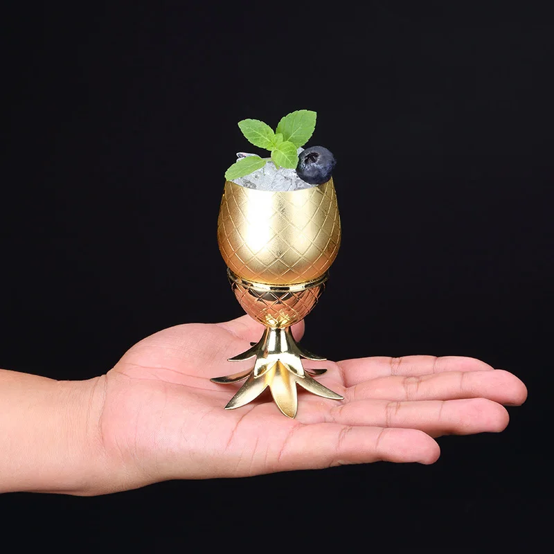 Metal Mini Pineapple Molecule Cocktail Glass Ananas Smoothie Moscow Mule Copper Night Club Bar Bartender Wine Cup Charms Tumbler