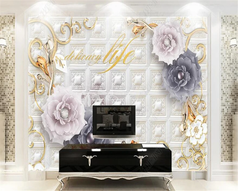 Customized murals Living room bedroom wallpaper abstract space European style diamond TV background decoration 3d wallpaper