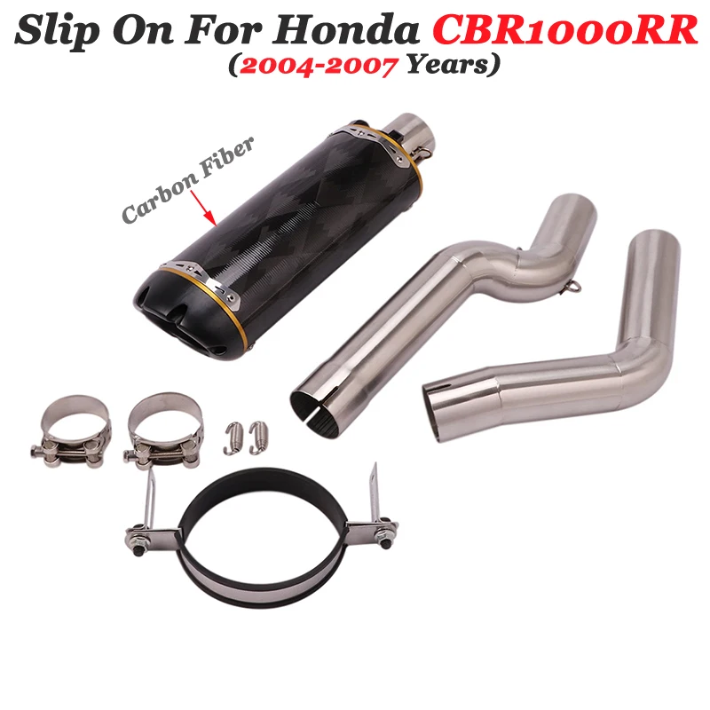 Slip On For Honda CBR1000RR CBR1000 RR 2004 - 2007 Motorcycle Exhaust System Escape Middle Link Pipe Modify Carbon Fiber Muffler