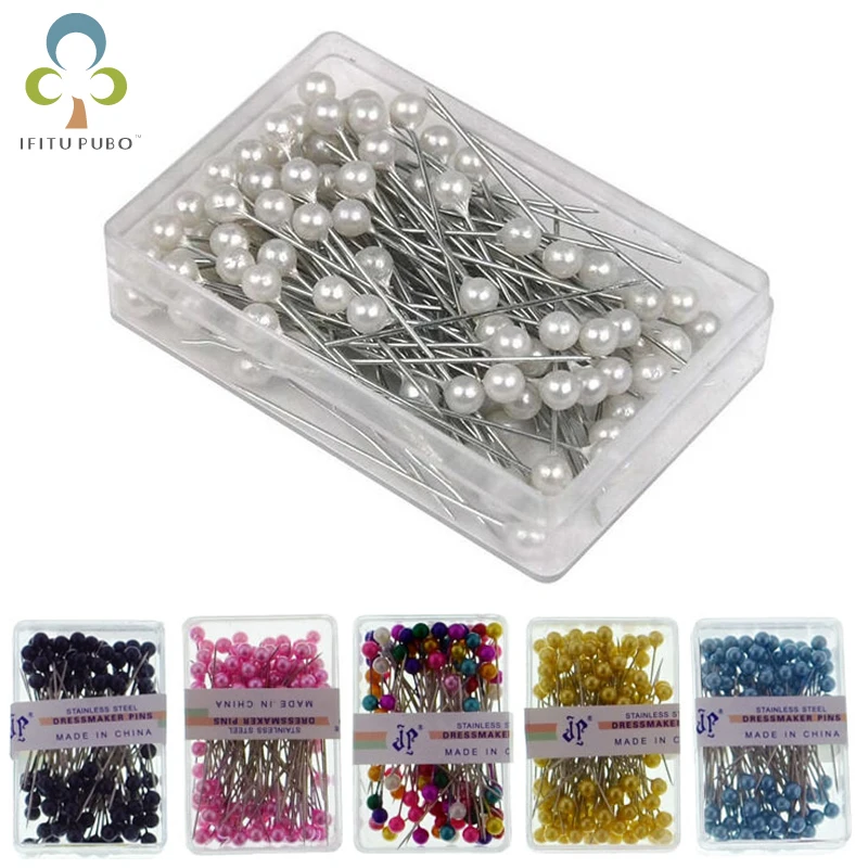 100Pcs/Box Colorful White Black Positioning Needles DIY Sewing Tools Accessories Patchwork Locating Pearl Straight Pins GYH