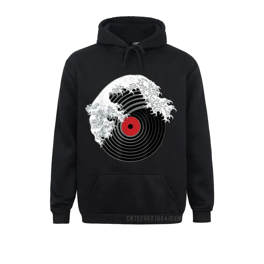 Men Long Sleeve Great Wave Of Music DJ Vinyl Record Turntable Kanagawa Manga Sweatshirts Casual Hoodies On Sale Sportswears