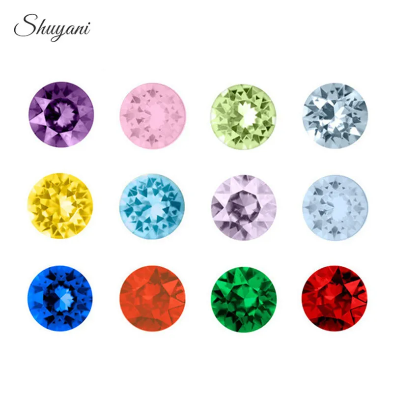 50Pcs Colorful Rhinestone Bithstone Heart Shape Birthday Stones Floating Charms Fit  Locket Necklaces Women Gift Jewelry