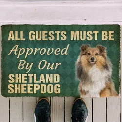 CLOOCL Must Be Approved By Our Shetland Sheepdog Doormat Decor Print Animal Floor Door Mat Non-Slip Soft Flannel Carpet