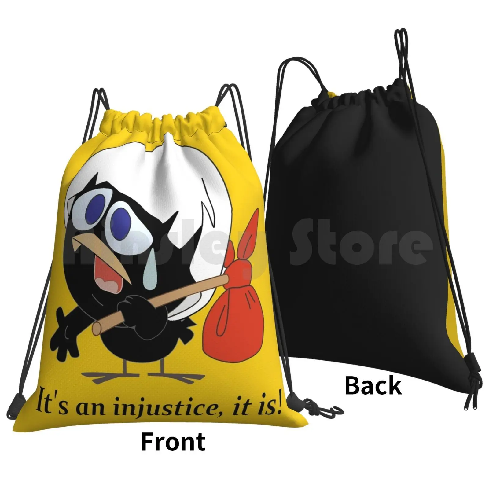 Calimero Backpack Drawstring Bags Gym Bag Waterproof Calimero Its An Injustice It Is Anime Tv Show Black Chicken Cartoon