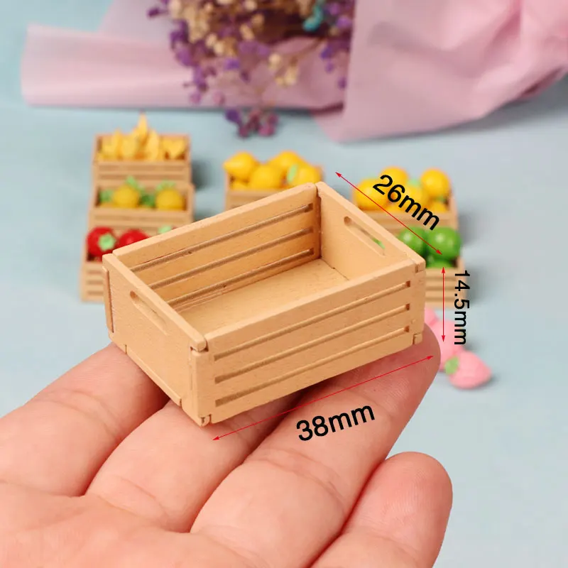 1Pc Mini Houten Frame Fruitmand Poppen Meubels Voor Barbie Huis 1/6 1/12 Miniatuur Poppenhuis Accessoires Speelgoed Ob11 Bjd decor