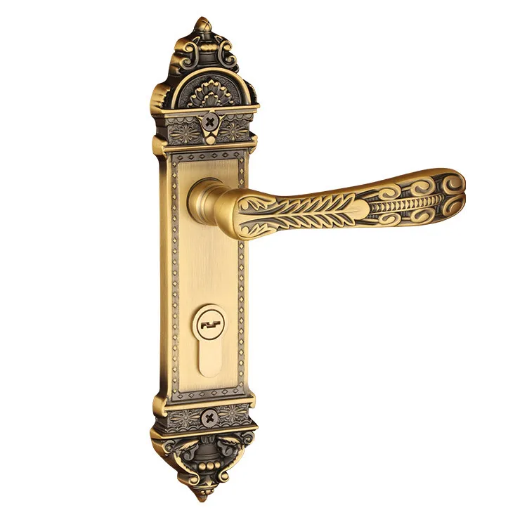 

Antique 100% All brass solid wood Door lock high quality copper Bedroom door lock Top security