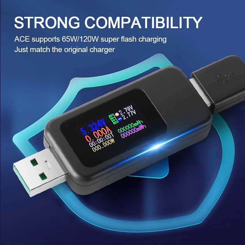 Color Display USB Tester 0-6.5A Current 4-30V Voltage USB Charger Tester Time Display Mobile Power Detector Battery Test