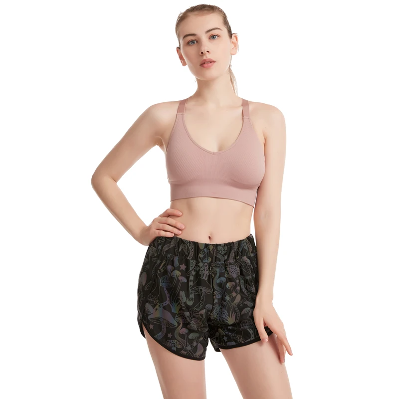 Summer 2025 Colorful Mushroom Reflective Women's Shorts Harajuku Breathable Casual Fitness Running Jogging Short Pants Femme