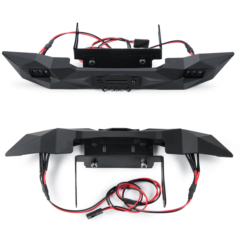 AXSPEED Metal Front Bumper with LED Light for Axial SCX10 II TRX4 TRX6 1/10 RC Crawler Car Upgrade Parts